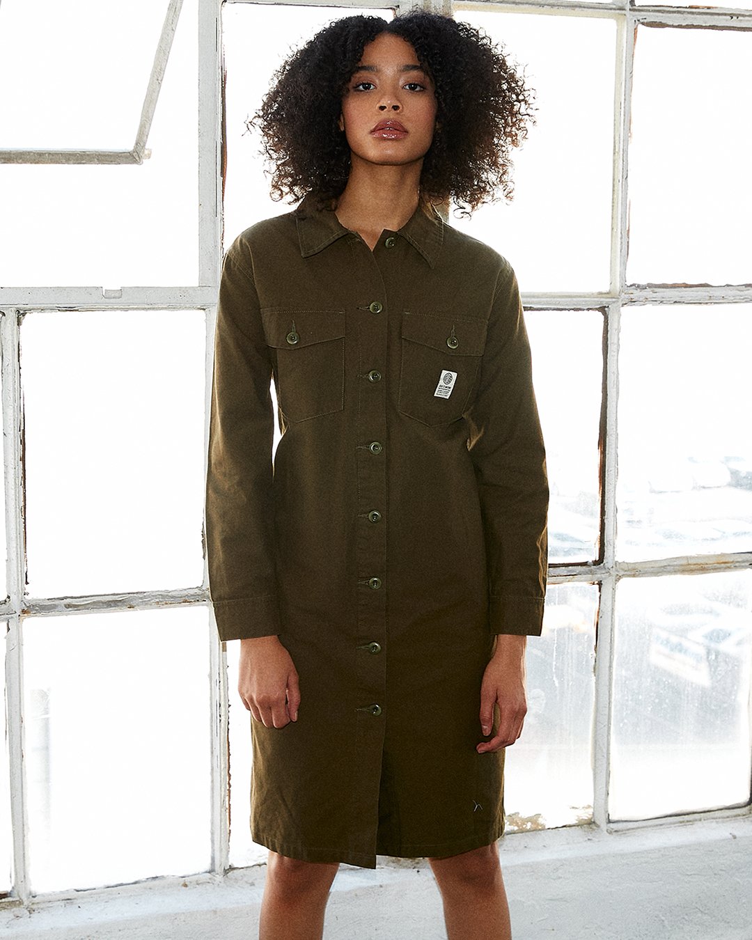 Ladies khaki hotsell shirt dress