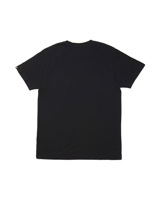 Black regular fit t-shirt, with chest embroidered shield badge , 190gm oe 100% cotton jersey fabrication with a garment wash
