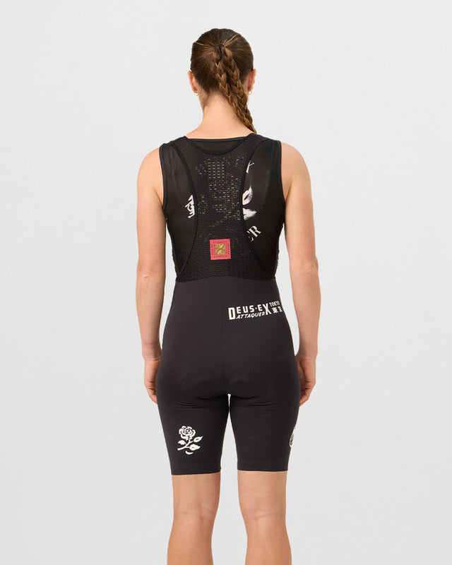 Deus Ex Attaquer Rose Womens Bib Short - Black