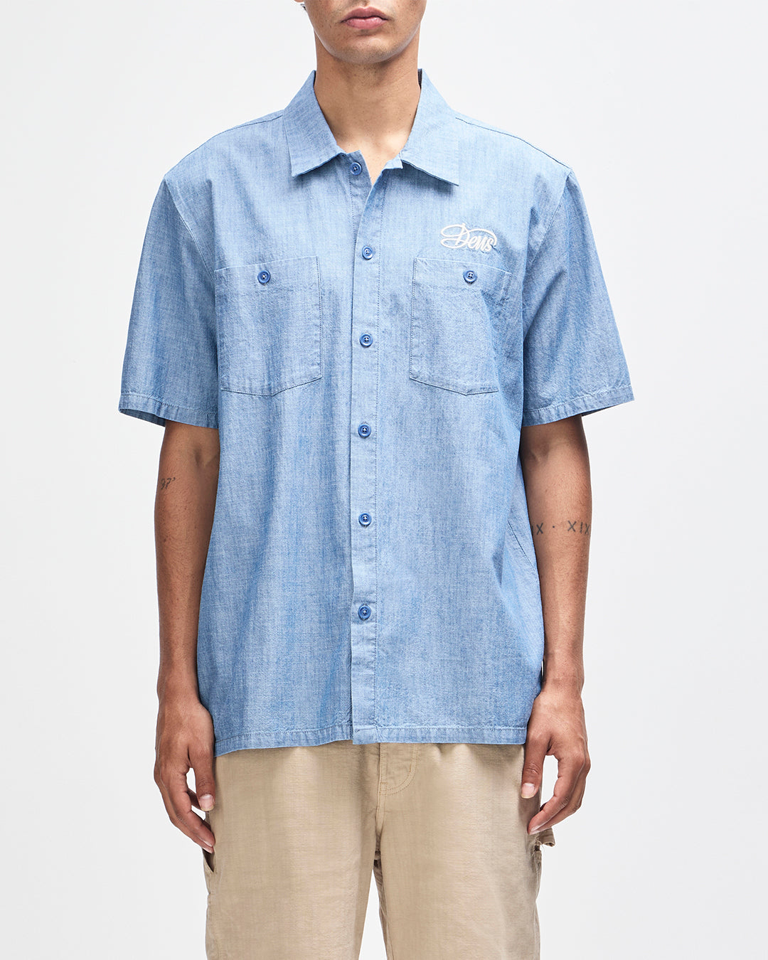 Shirts | Deus Ex Machina | Forecourt Chambray Shirt - Mid Indigo