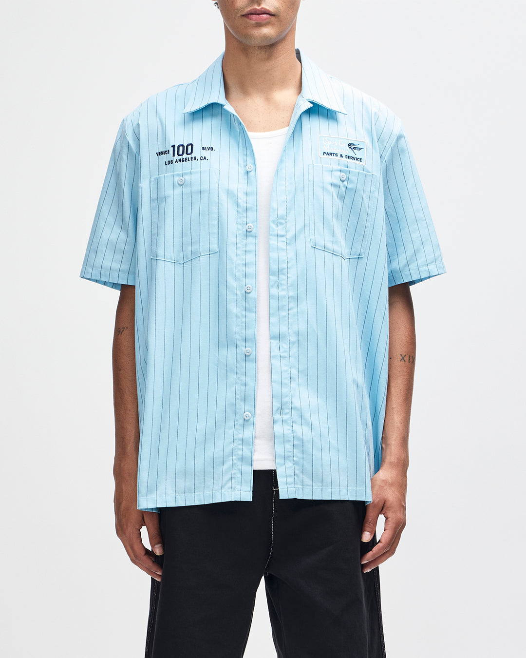 Shirts | Deus Ex Machina | Forecourt Stripe Shirt - Sky Blue