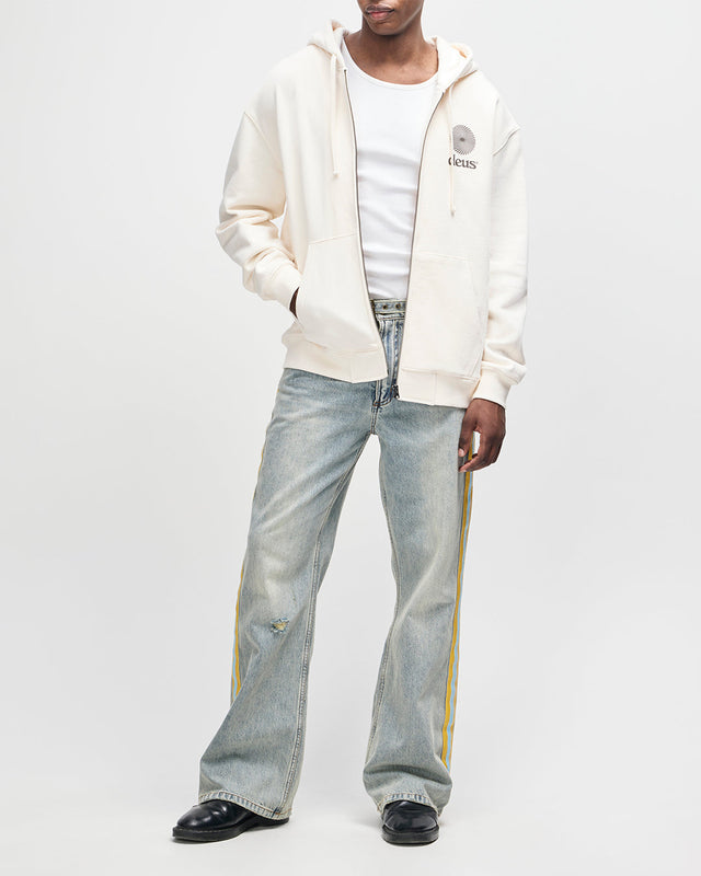 Strata Zip Hoodie - Dirty White