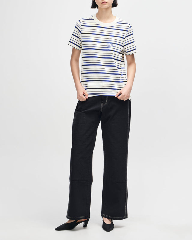 Pierre Stripe Tee - Cream-Blue