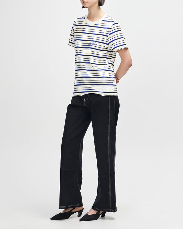Pierre Stripe Tee - Cream-Blue