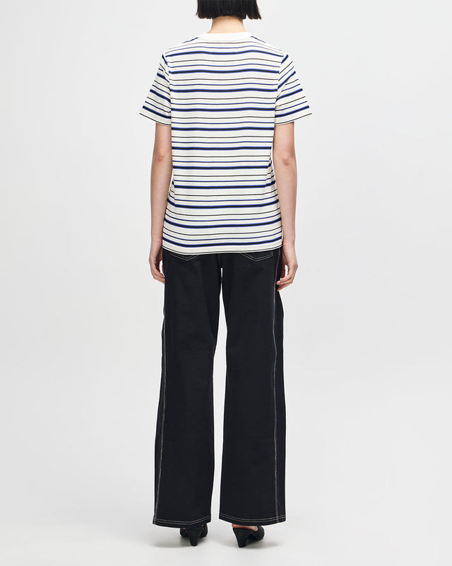 Pierre Stripe Tee - Cream-Blue