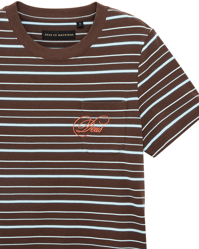 Pierre Stripe Tee - Java Brown-Baby Blue