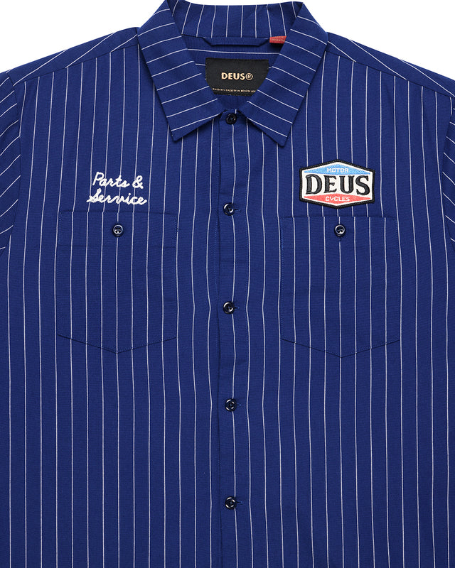 Forecourt Stripe Shirt - Mechanic Blue