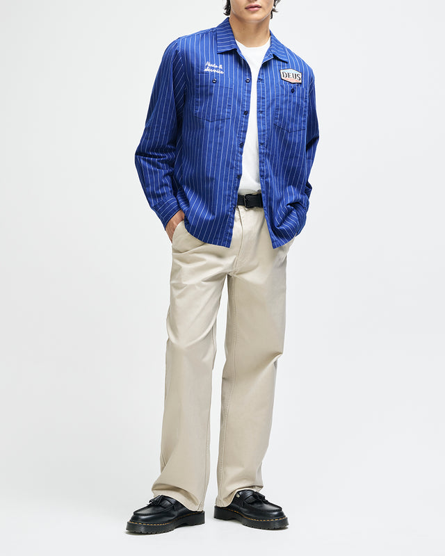 Forecourt Stripe Shirt - Mechanic Blue