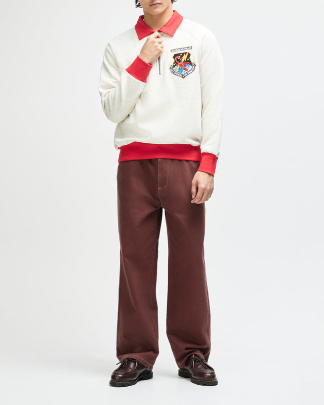 All Others Half Zip Sweat - Light Grey Marle