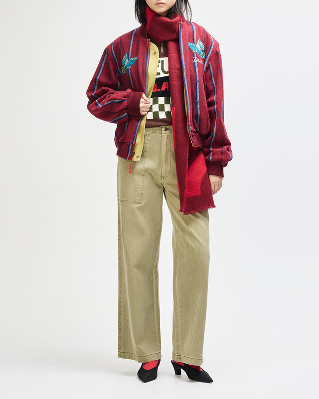 Pendula Reversible Jacket - Willow Green-Blanket Red