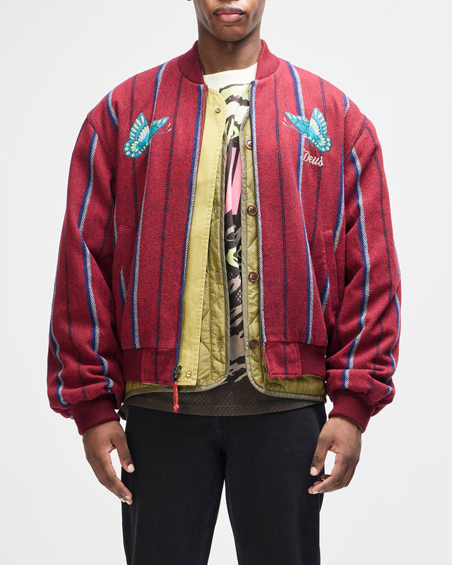 Pendula Reversible Jacket - Willow Green-Blanket Red