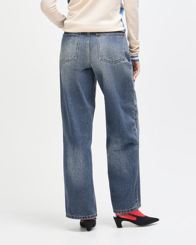 Drift Line Wide Jean - Mid Indigo