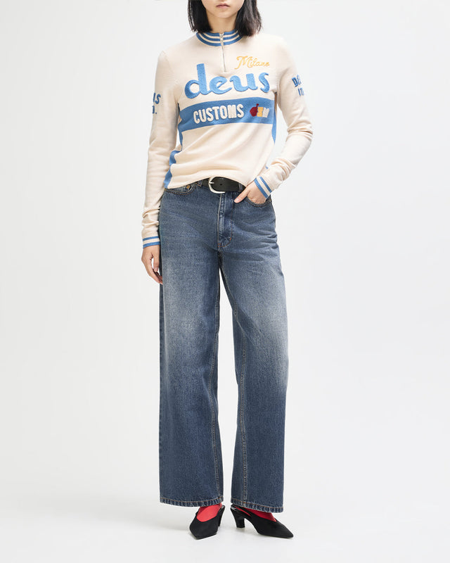 Drift Line Wide Jean - Mid Indigo