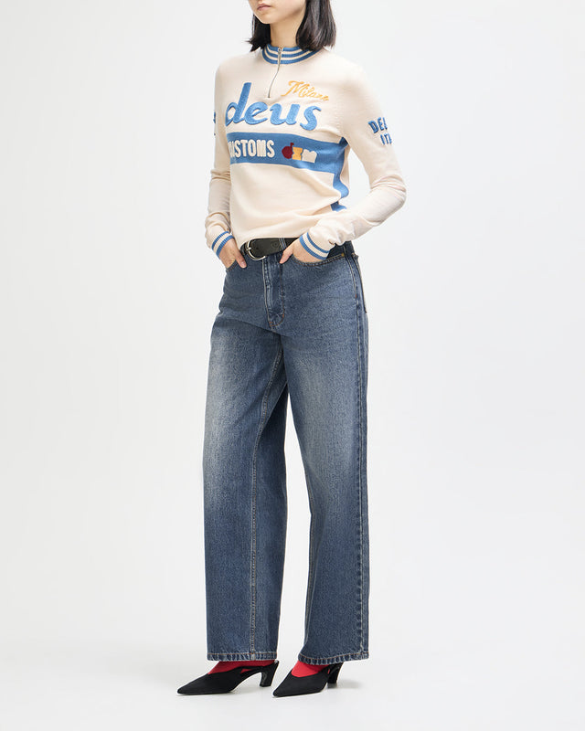 Drift Line Wide Jean - Mid Indigo