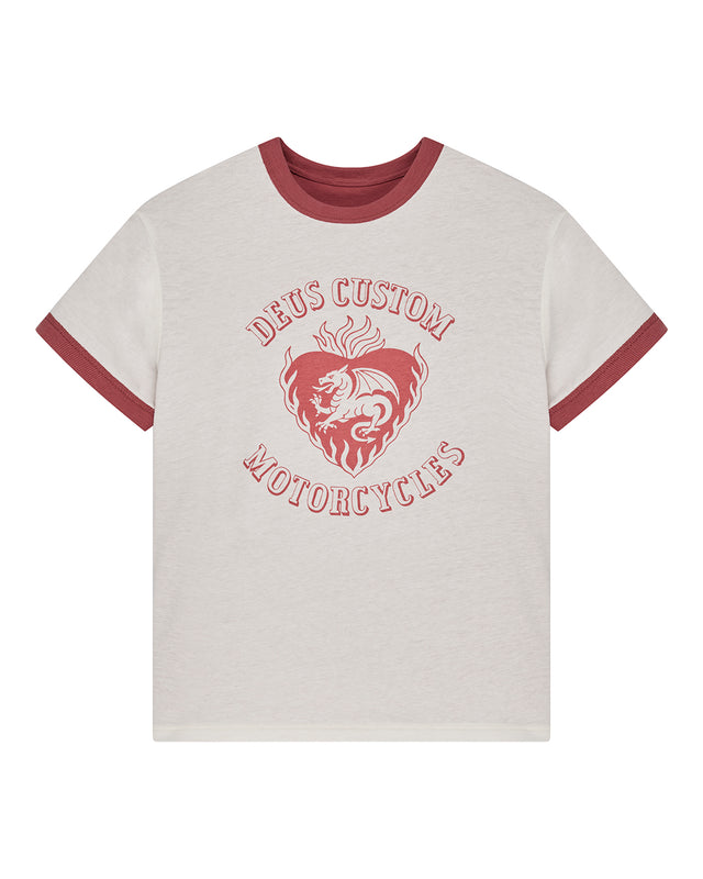 Two Minds Ringer - Dirty White-Red Apple