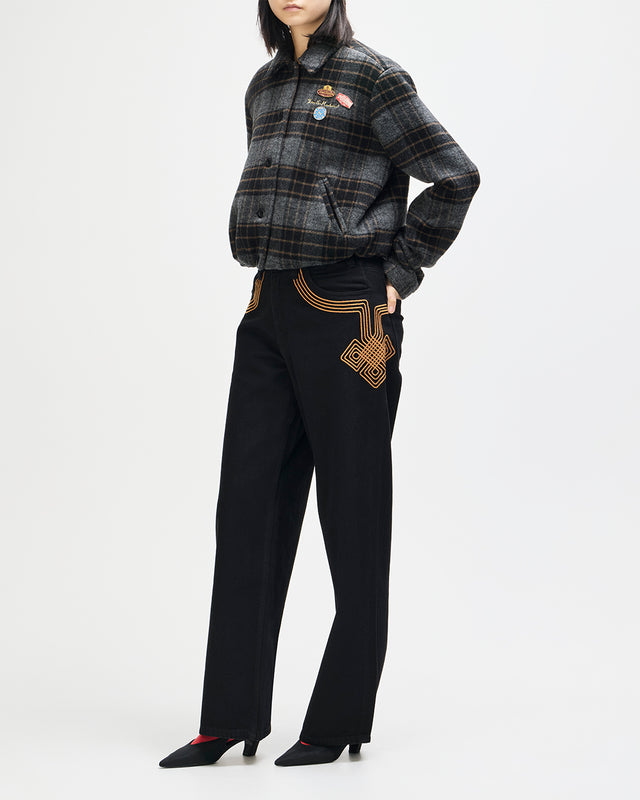 Lost World Wool Blend Bomber - Phantom Grey Check