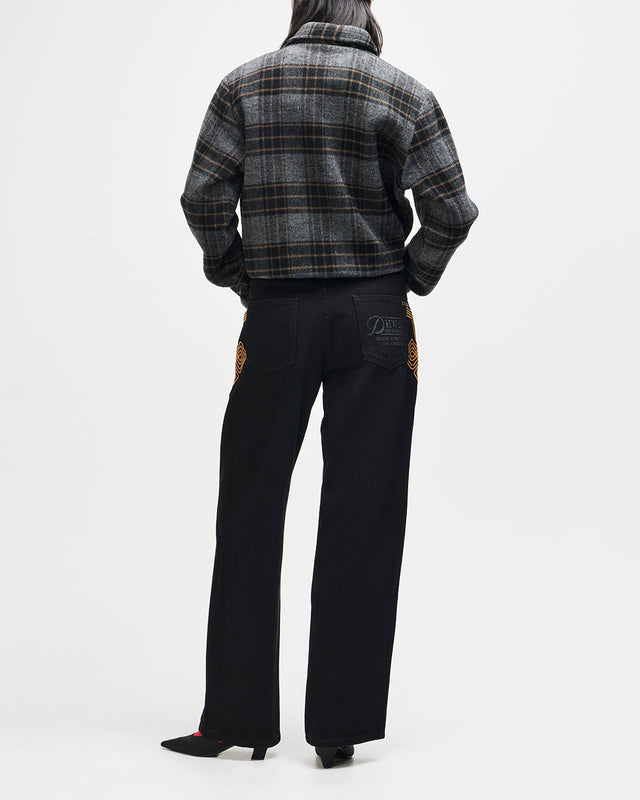Lost World Wool Blend Bomber - Phantom Grey Check