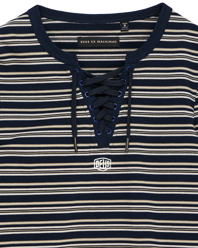 Stoppa Lace-Up Top - Navy Stripe