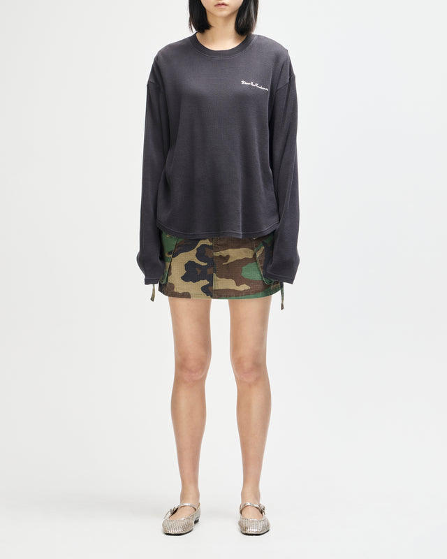 Washed Waffle LS Top - Anthracite Grey