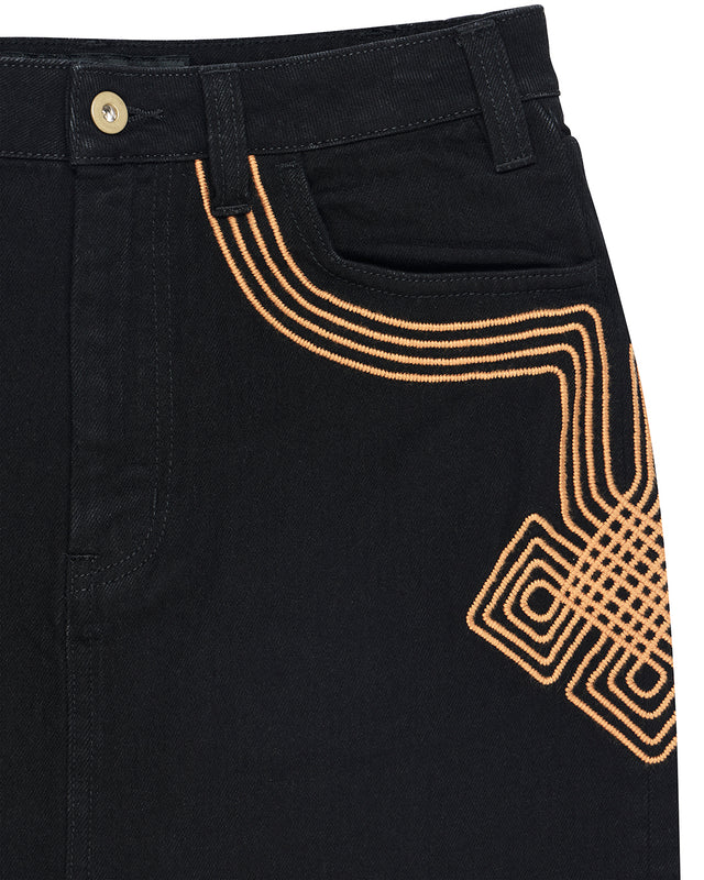 Bonham Embro Skirt - Phantom Black