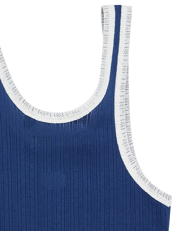 June Pointelle Shield Tank - Pageant Blue