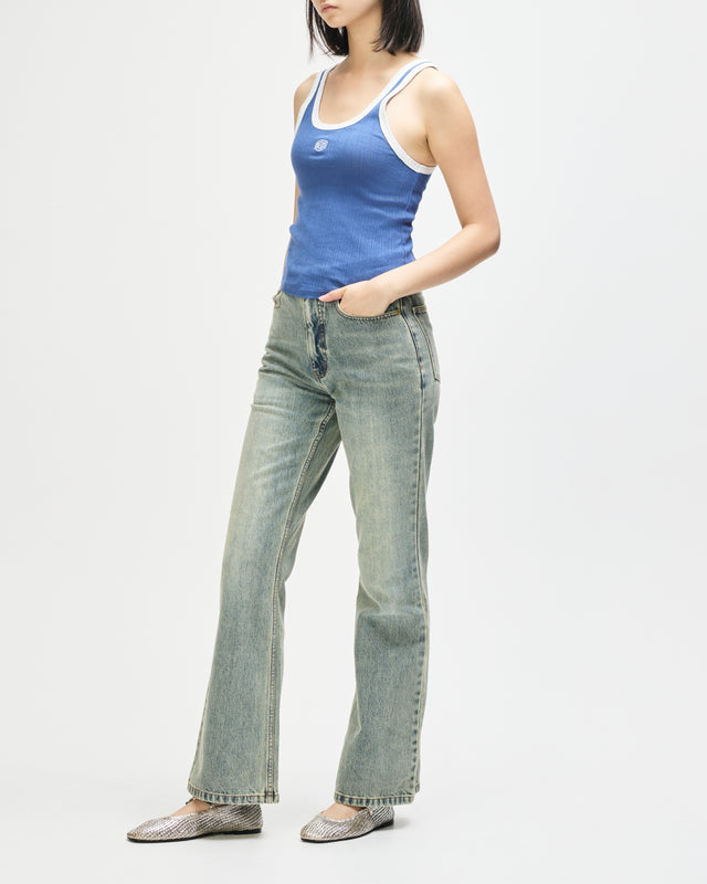 June Pointelle Shield Tank - Pageant Blue
