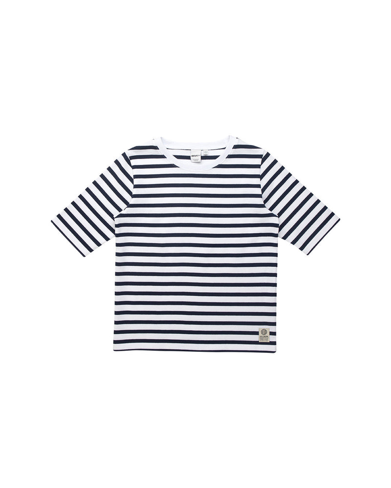 Minnie Stripe Tee (Relaxed Fit) - Navy / White|Flatlay