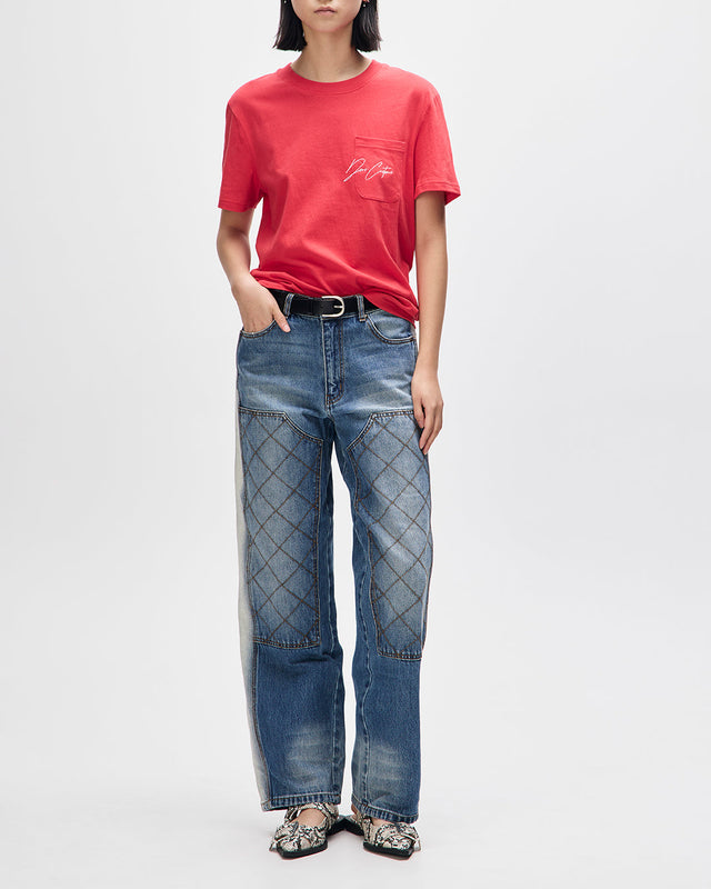 Bird Scratch Tee - Poinsettia Red