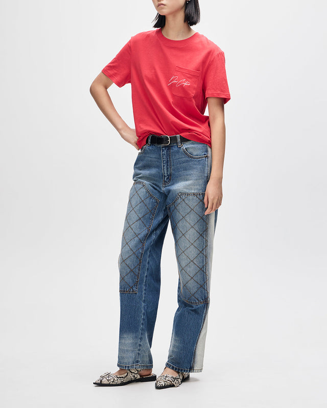 Bird Scratch Tee - Poinsettia Red