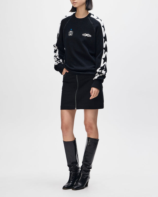 Icon Mesh Knit Top - Black