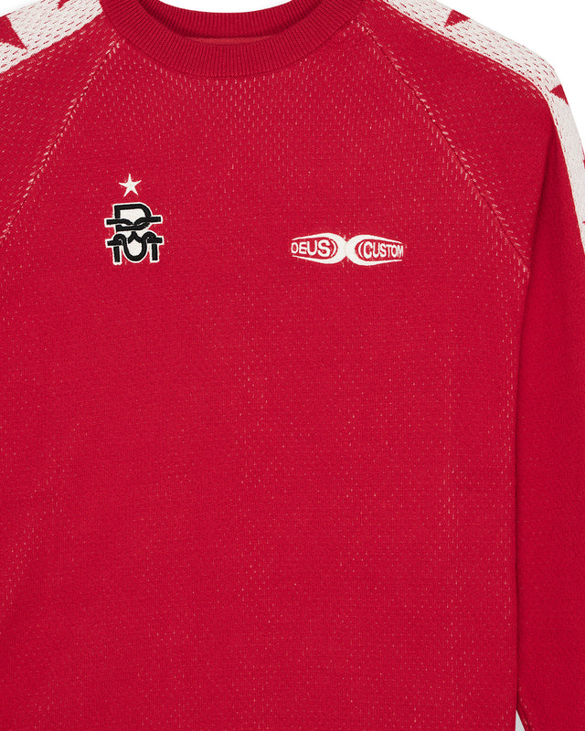 Icon Mesh Knit Top - Poinsettia Red