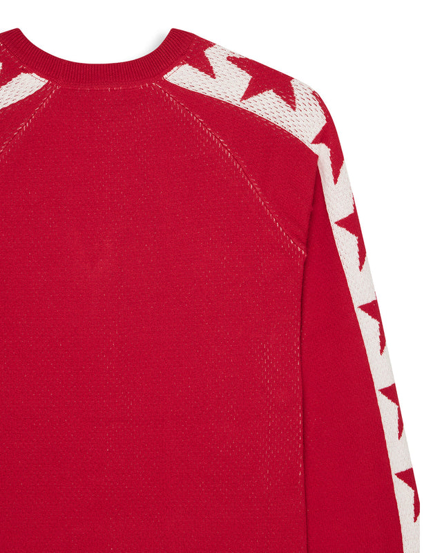 Icon Mesh Knit Top - Poinsettia Red