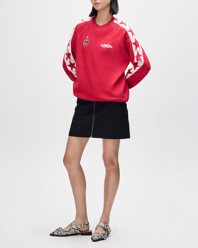 Icon Mesh Knit Top - Poinsettia Red