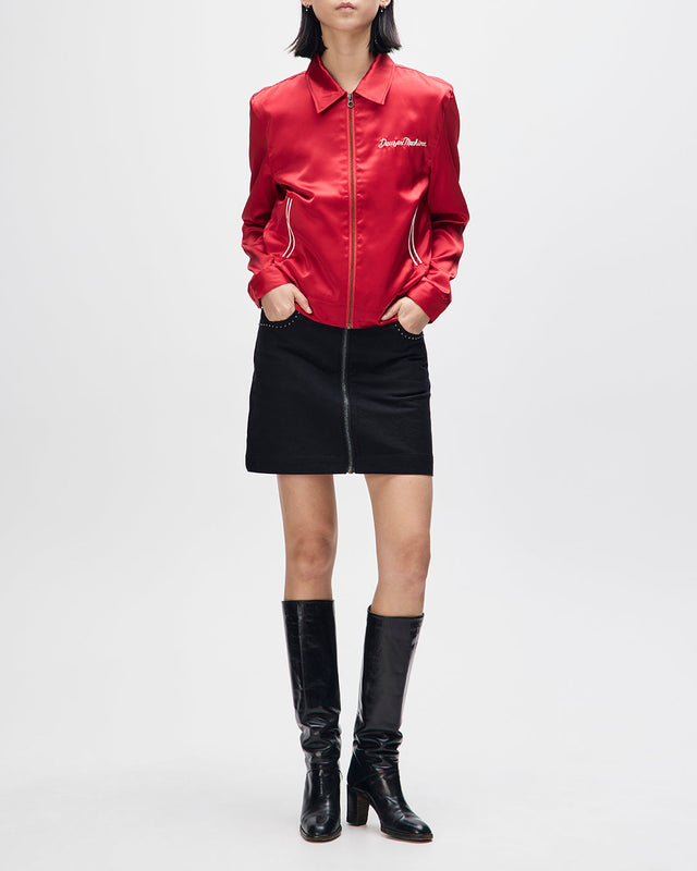 Outlaw Zip Mini Skirt - Black Rinse Wash