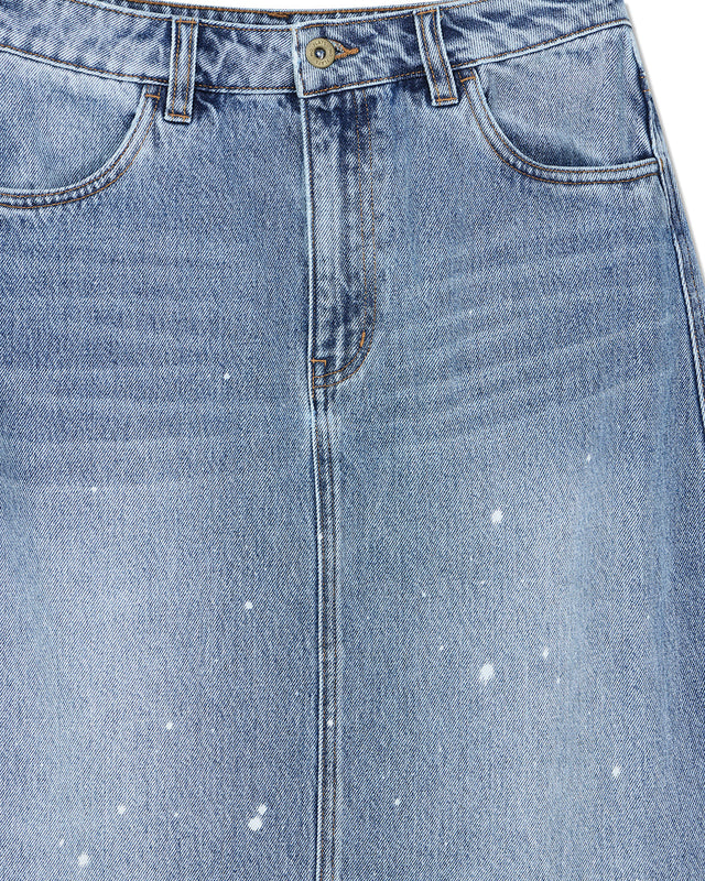Lyon Midi Denim Skirt - Bleach Wash