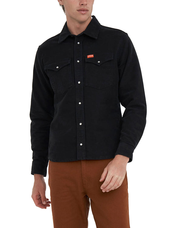 Western Moleskin Shirt - Black|Model