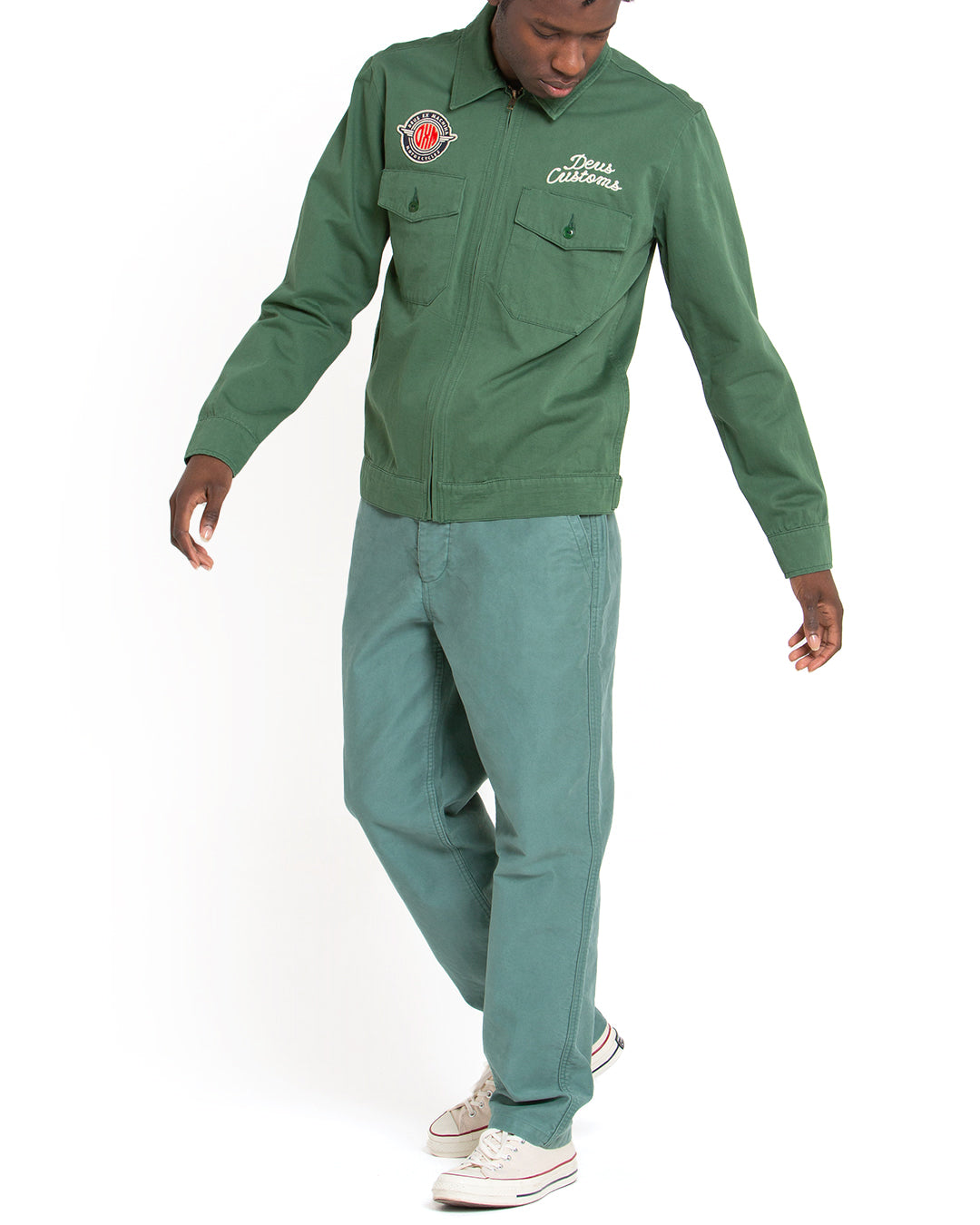 Green shop worker jacket