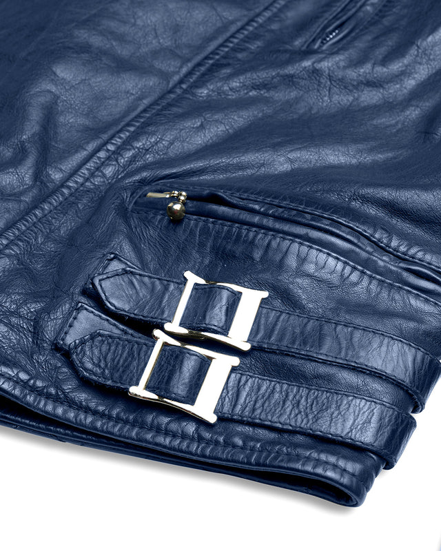 Lightning Leather Jacket - Dark Blue