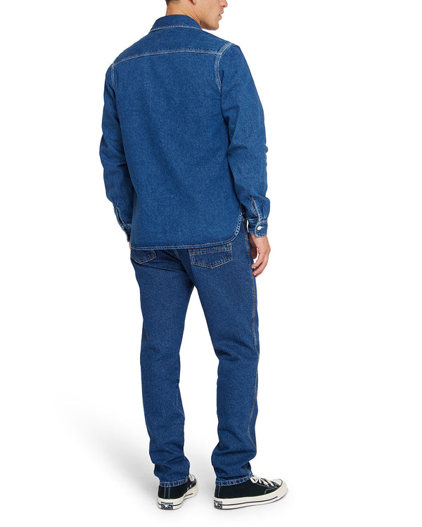 Boston Denim Shirt - Blue Indigo|Model