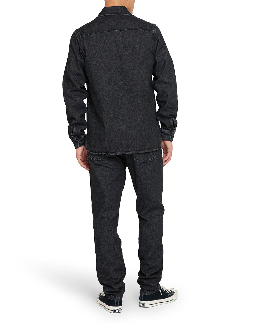 AllSaints Gleason Denim Shirt, Grey, Washed Black at John Lewis & Partners