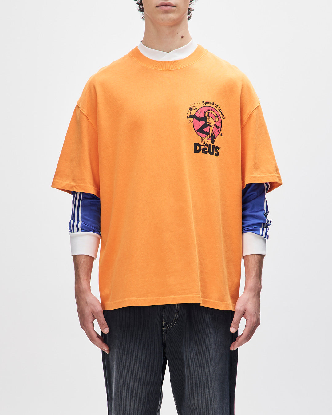 トップス TOGA ARCHIVES Flocky print shirt(ORANGE) T-Shirts | Deus Ex Machina | Roughneck Tee - Persimmon Orange