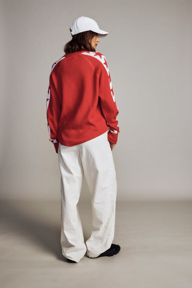 Icon Mesh Knit Top - Poinsettia Red