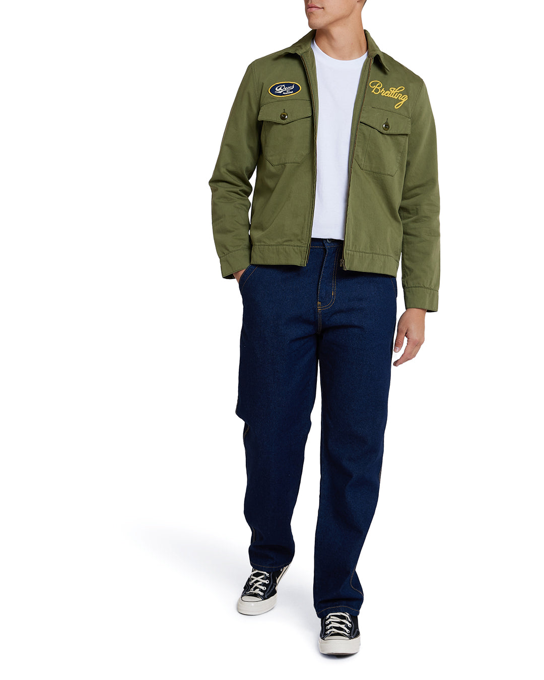 Top Time Workwear Jacket - Lichen Green|Model